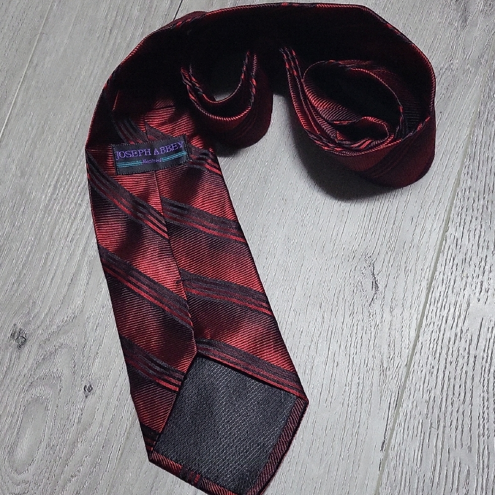 Joseph Abboud Burgundy and Black Diagonal Tie